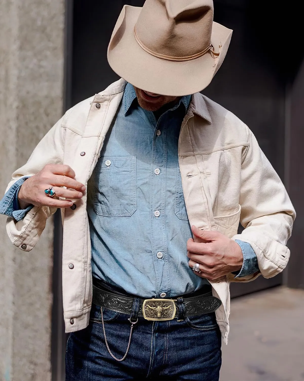 Mens Ratchet Western Belt Leather Cowboy Belts for Men with Automatic Western Buckle Belt for Jeans Christmas Gifts
