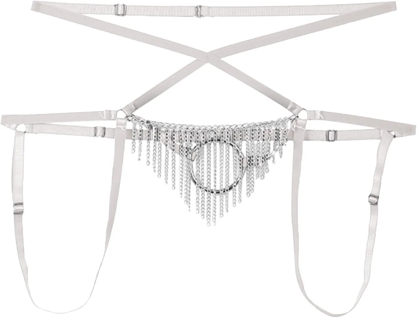 Men's Sexy Open Front Thong Underwear, O-Ring Linked Thong G-String Lingerie