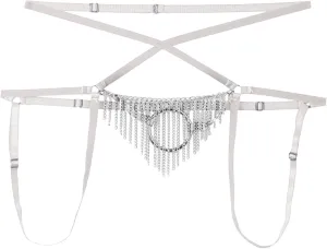 Men's Sexy Open Front Thong Underwear, O-Ring Linked Thong G-String Lingerie