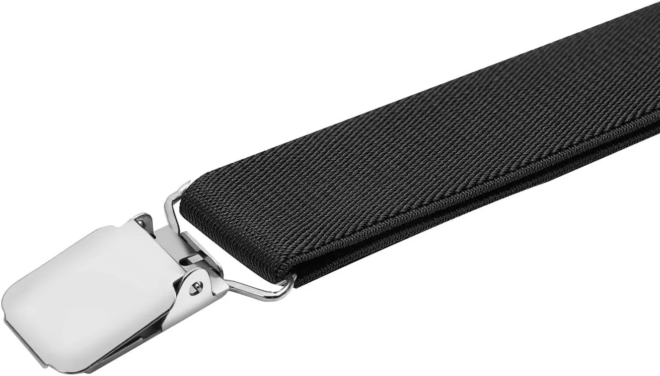 Mens Suspenders X Back Adjustable 1.4'' Wide with Heavy Duty Clips
