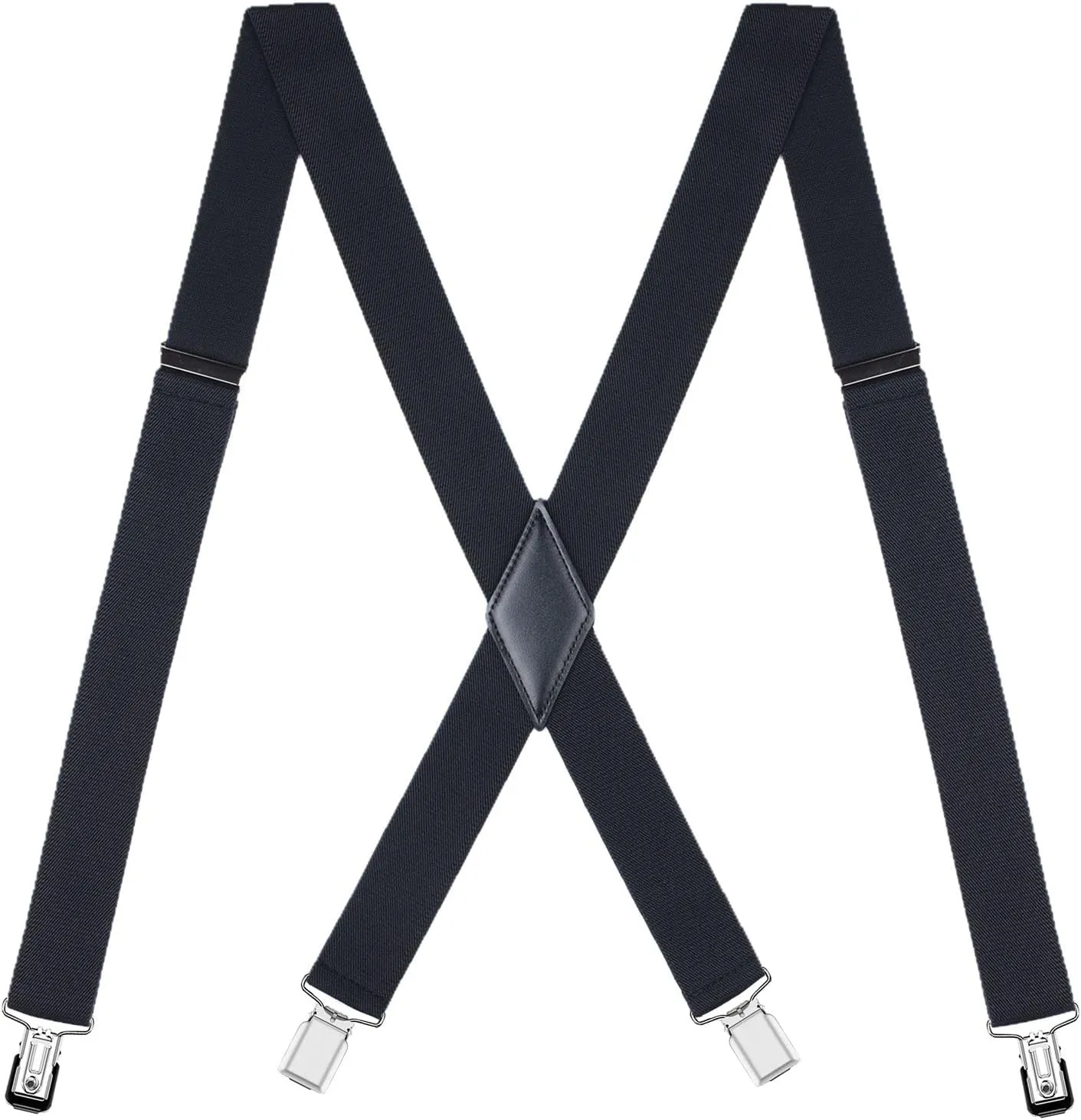 Mens Suspenders X Back Adjustable 1.4'' Wide with Heavy Duty Clips