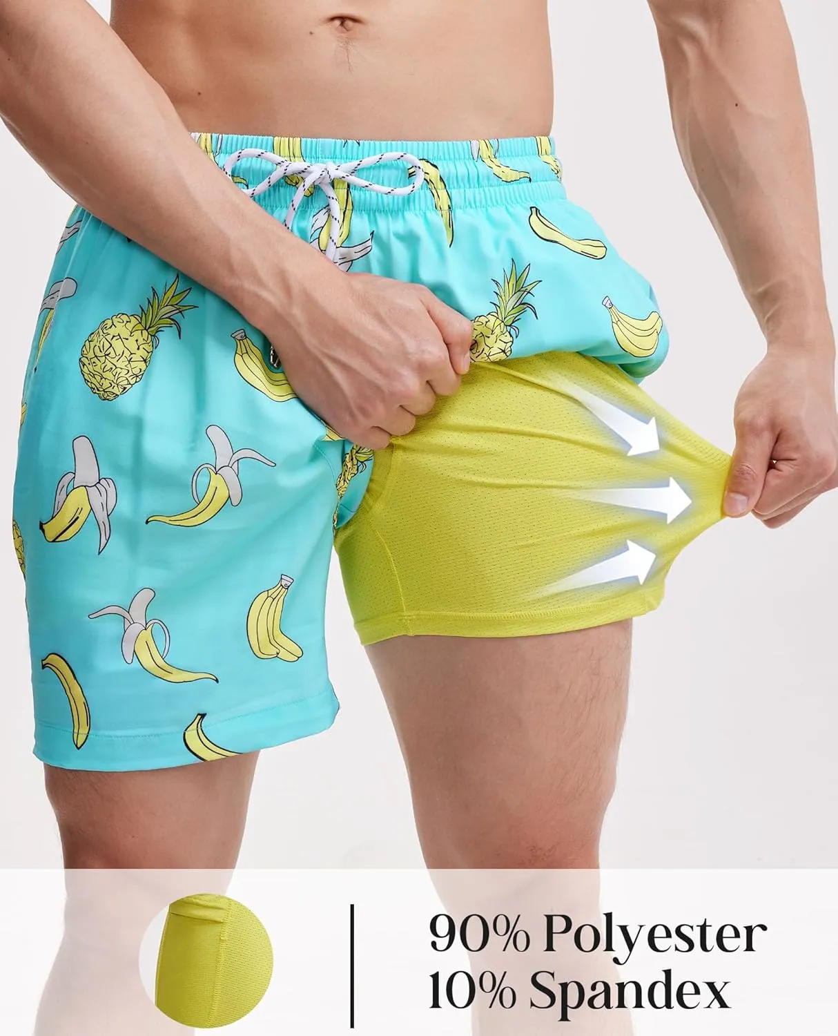 Mens Swim Trunks with Compression Lined Short Bathing Suits for Men 5 Inch Inseam Liner Men's Swimming Trunk