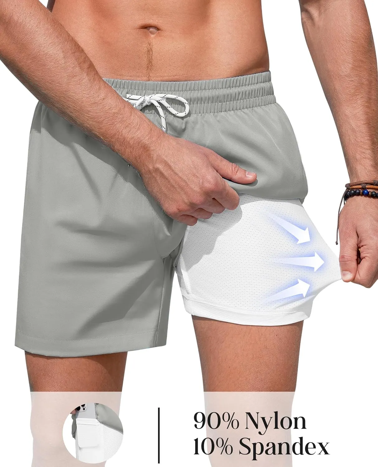 Mens Swim Trunks with Compression Lined Short Bathing Suits for Men 5 Inch Inseam Liner Men's Swimming Trunk