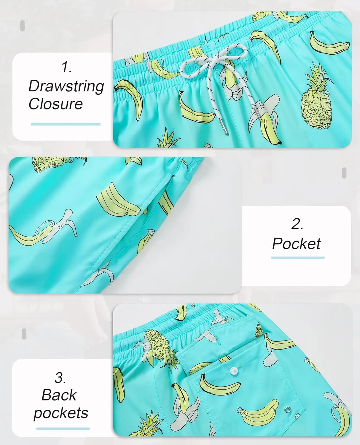 Mens Swim Trunks with Compression Lined Short Bathing Suits for Men 5 Inch Inseam Liner Men's Swimming Trunk