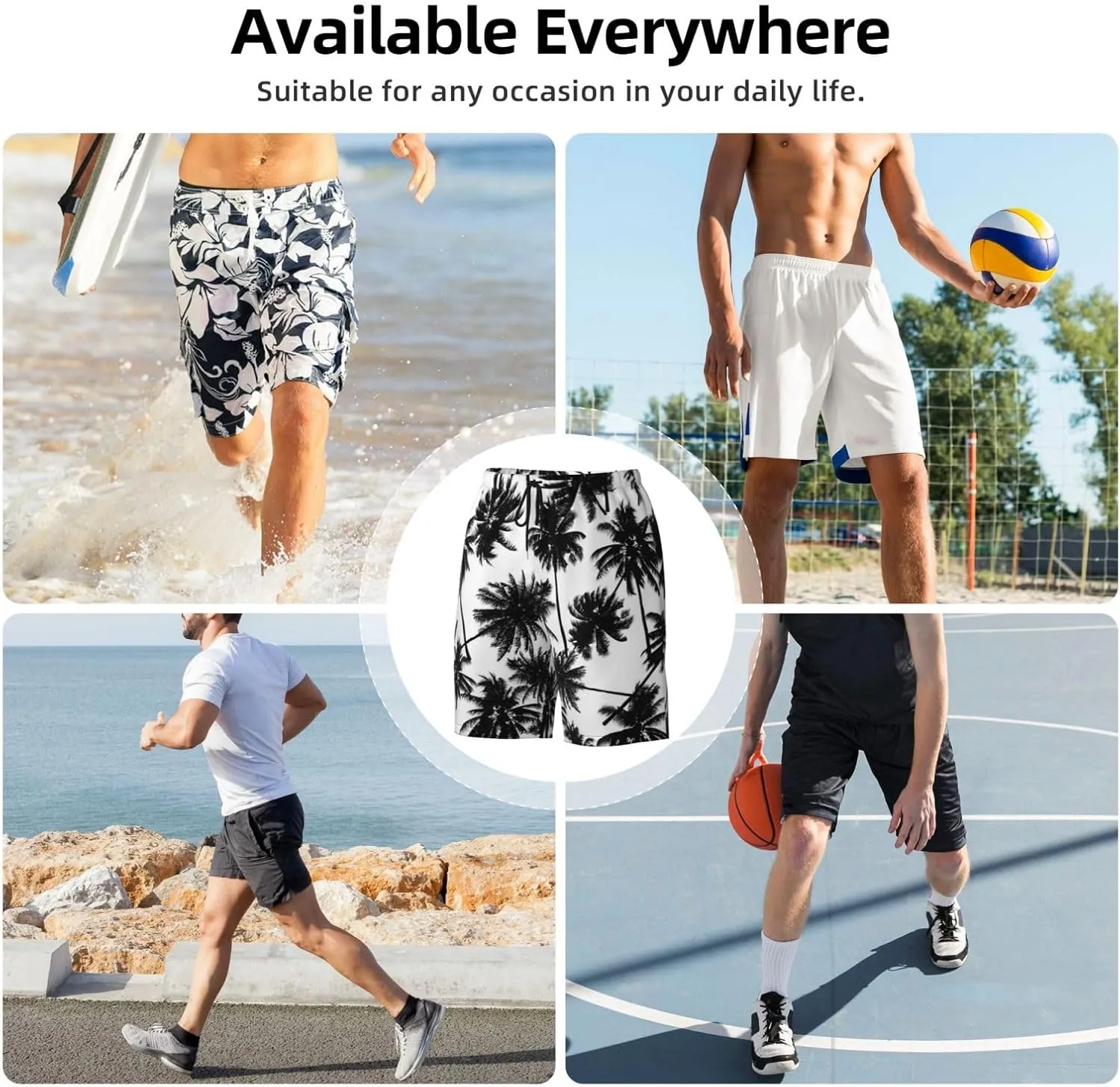 Mens Swim Trunks with Mesh Lining,Quick Dry Swimsuit Board Shorts Beach Pants Swimwear Bathing Suits
