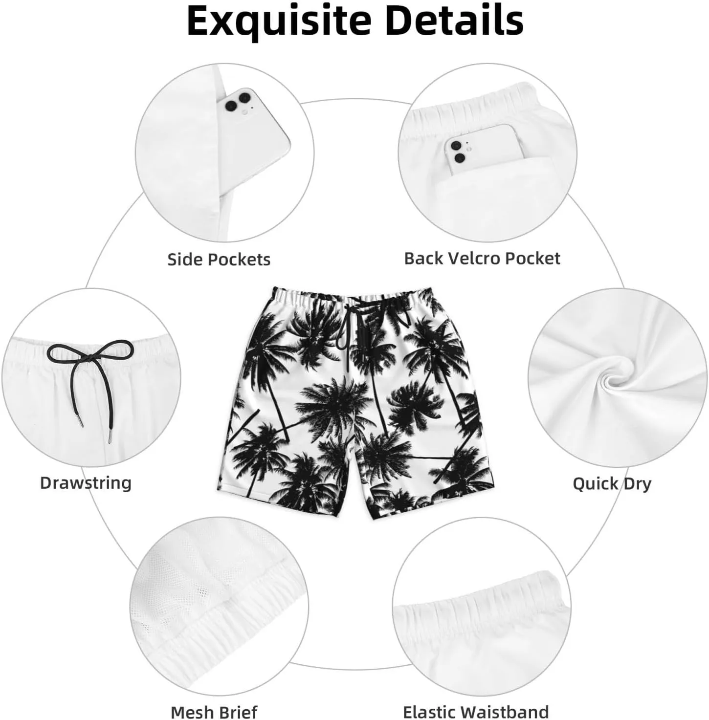 Mens Swim Trunks with Mesh Lining,Quick Dry Swimsuit Board Shorts Beach Pants Swimwear Bathing Suits