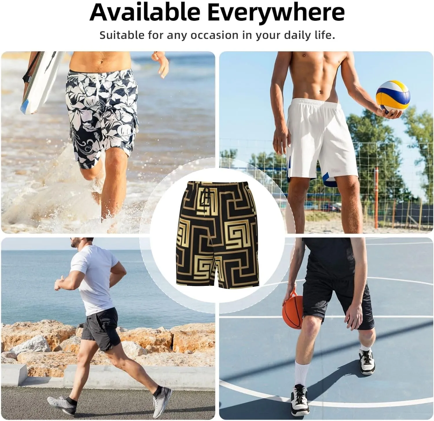 Mens Swim Trunks with Mesh Lining,Quick Dry Swimsuit Board Shorts Beach Pants Swimwear Bathing Suits