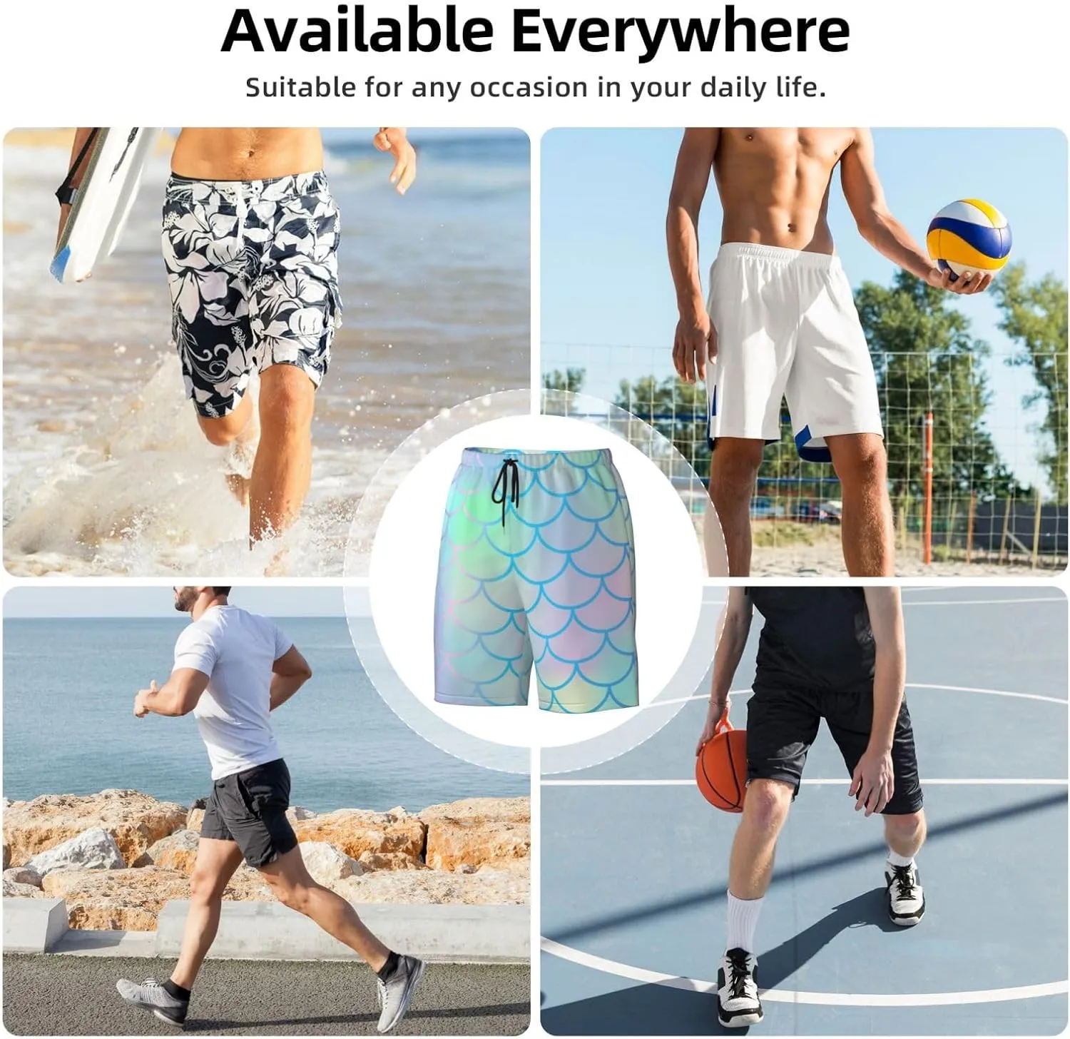 Mens Swim Trunks with Mesh Lining,Quick Dry Swimsuit Board Shorts Beach Pants Swimwear Bathing Suits
