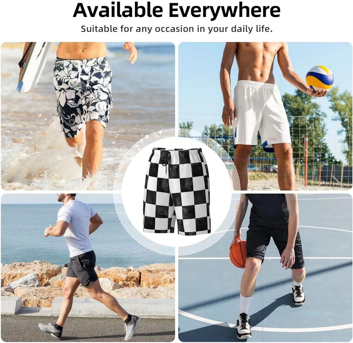 Mens Swim Trunks with Mesh Lining,Quick Dry Swimsuit Board Shorts Beach Pants Swimwear Bathing Suits