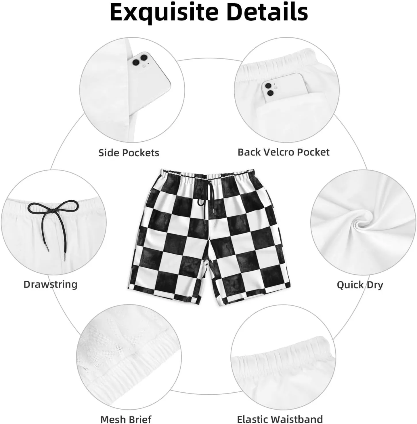 Mens Swim Trunks with Mesh Lining,Quick Dry Swimsuit Board Shorts Beach Pants Swimwear Bathing Suits