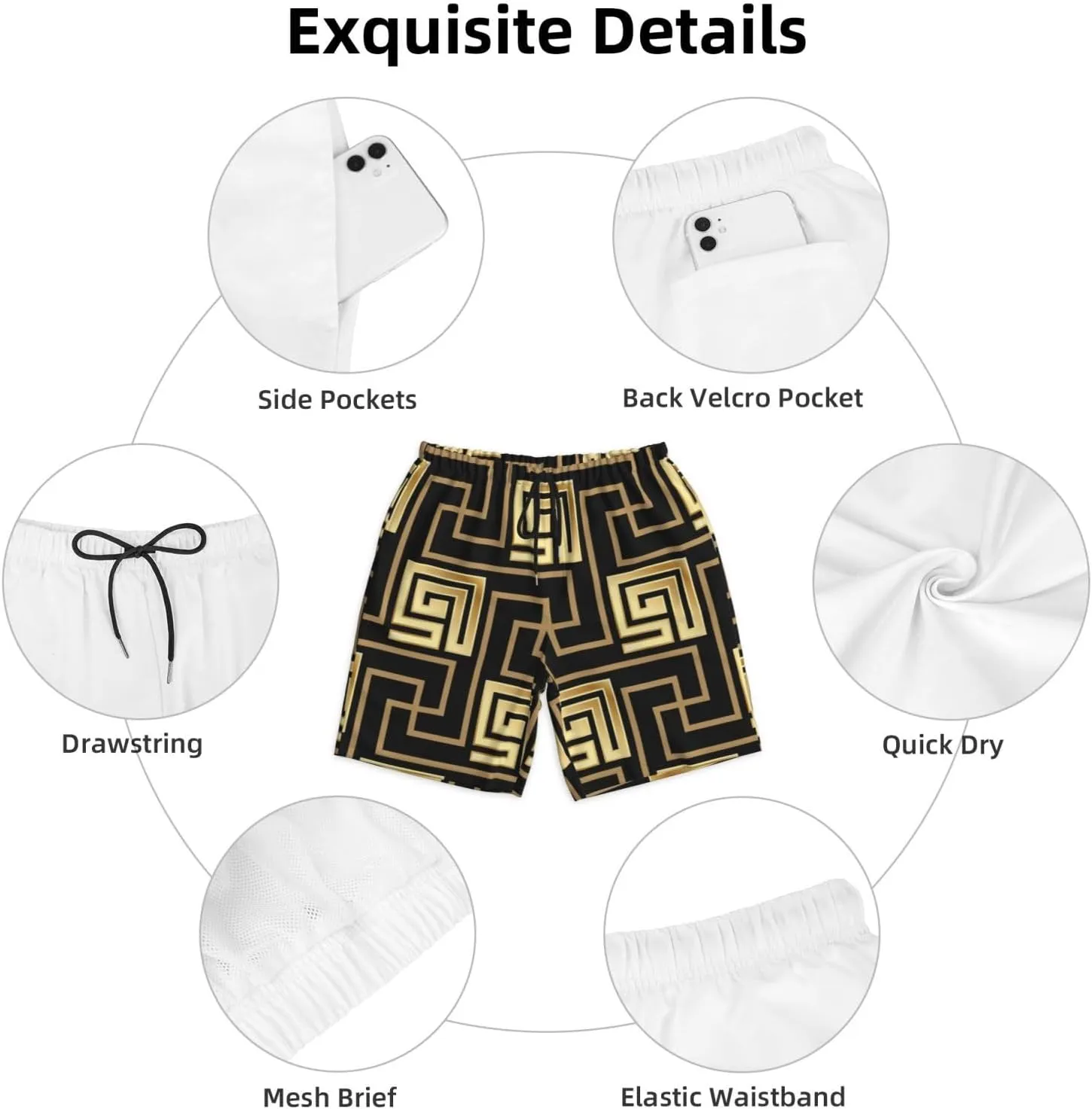 Mens Swim Trunks with Mesh Lining,Quick Dry Swimsuit Board Shorts Beach Pants Swimwear Bathing Suits