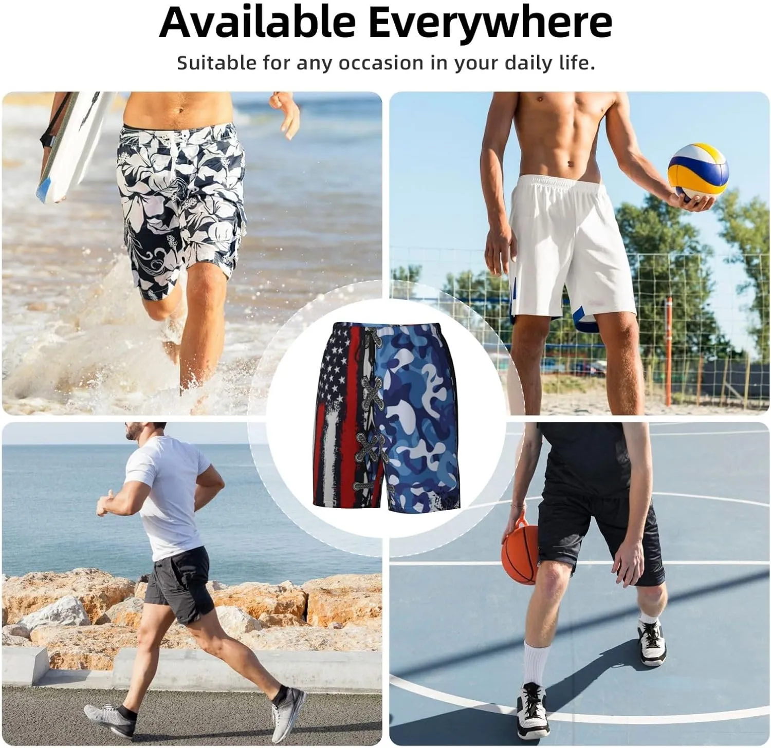 Mens Swim Trunks with Mesh Lining,Quick Dry Swimsuit Board Shorts Beach Pants Swimwear Bathing Suits