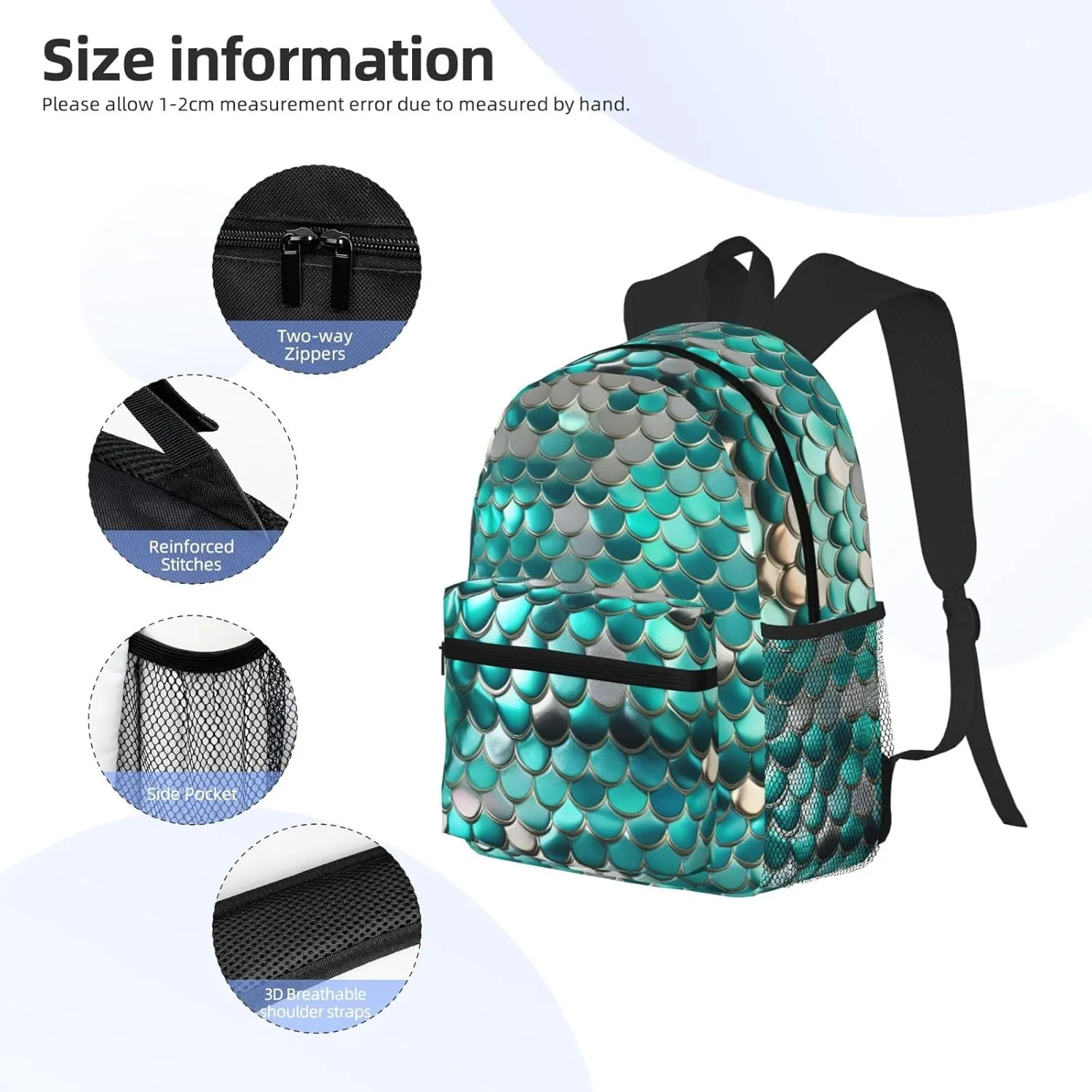 Mermaid Scale Fashion Backpack,Casual Daypack Backpacks For Men Women, Laptop Bag Travel Hiking Camping