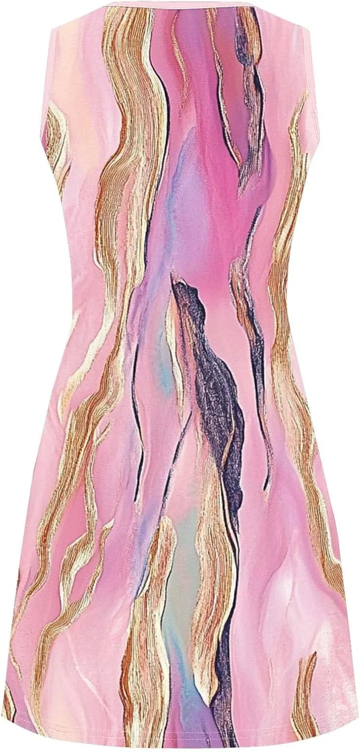 Midi Dresses for Women Summer Boho Floral Print Sleeveless Tank Dresses A-Line Casual Sundress Beach Cover Ups