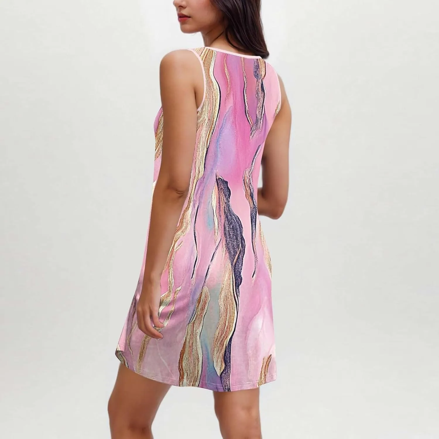 Midi Dresses for Women Summer Boho Floral Print Sleeveless Tank Dresses A-Line Casual Sundress Beach Cover Ups