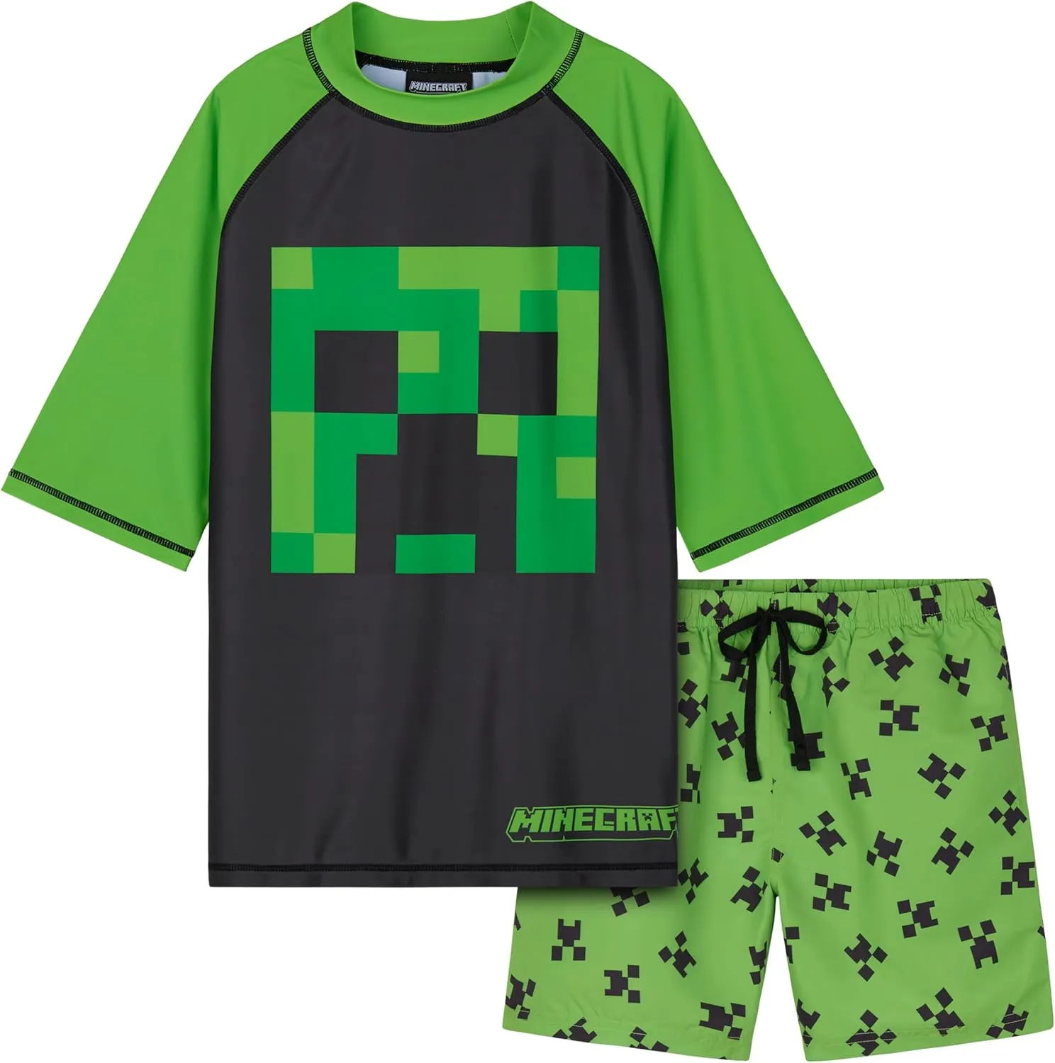 Minecraft Boys 2 Piece Swim Set, Swimming Top and Boys Swim Trunks