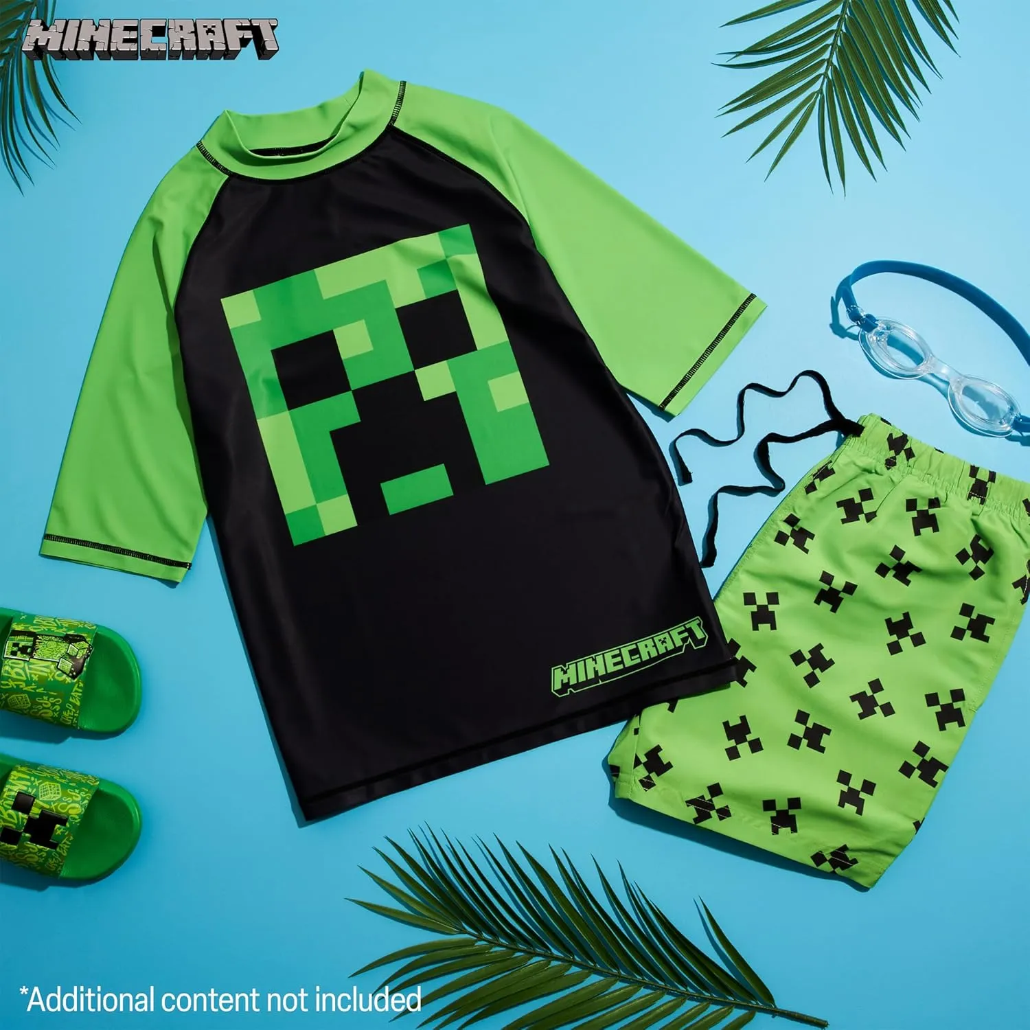 Minecraft Boys 2 Piece Swim Set, Swimming Top and Boys Swim Trunks