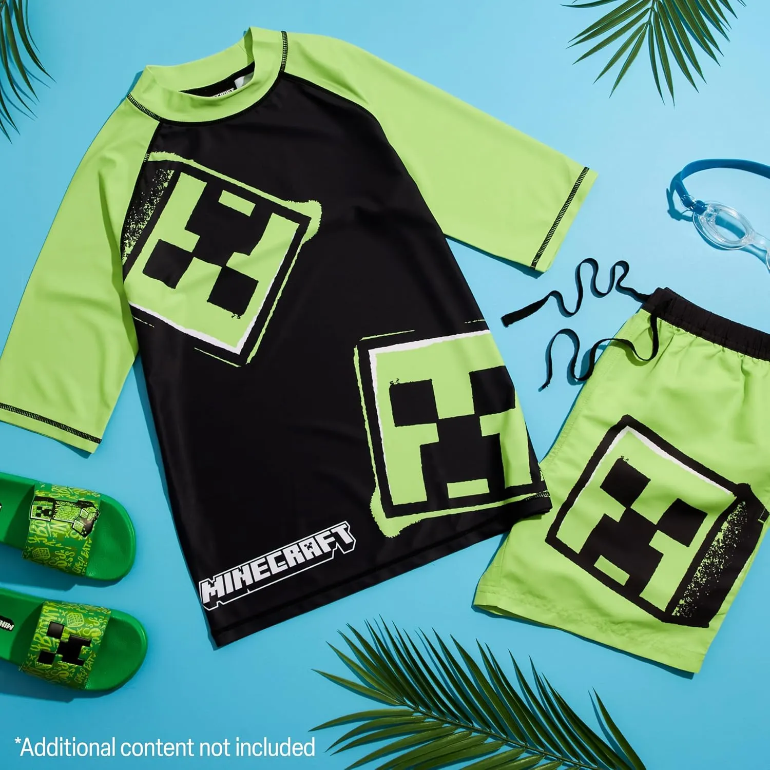 Minecraft Boys 2 Piece Swim Set, Swimming Top and Boys Swim Trunks