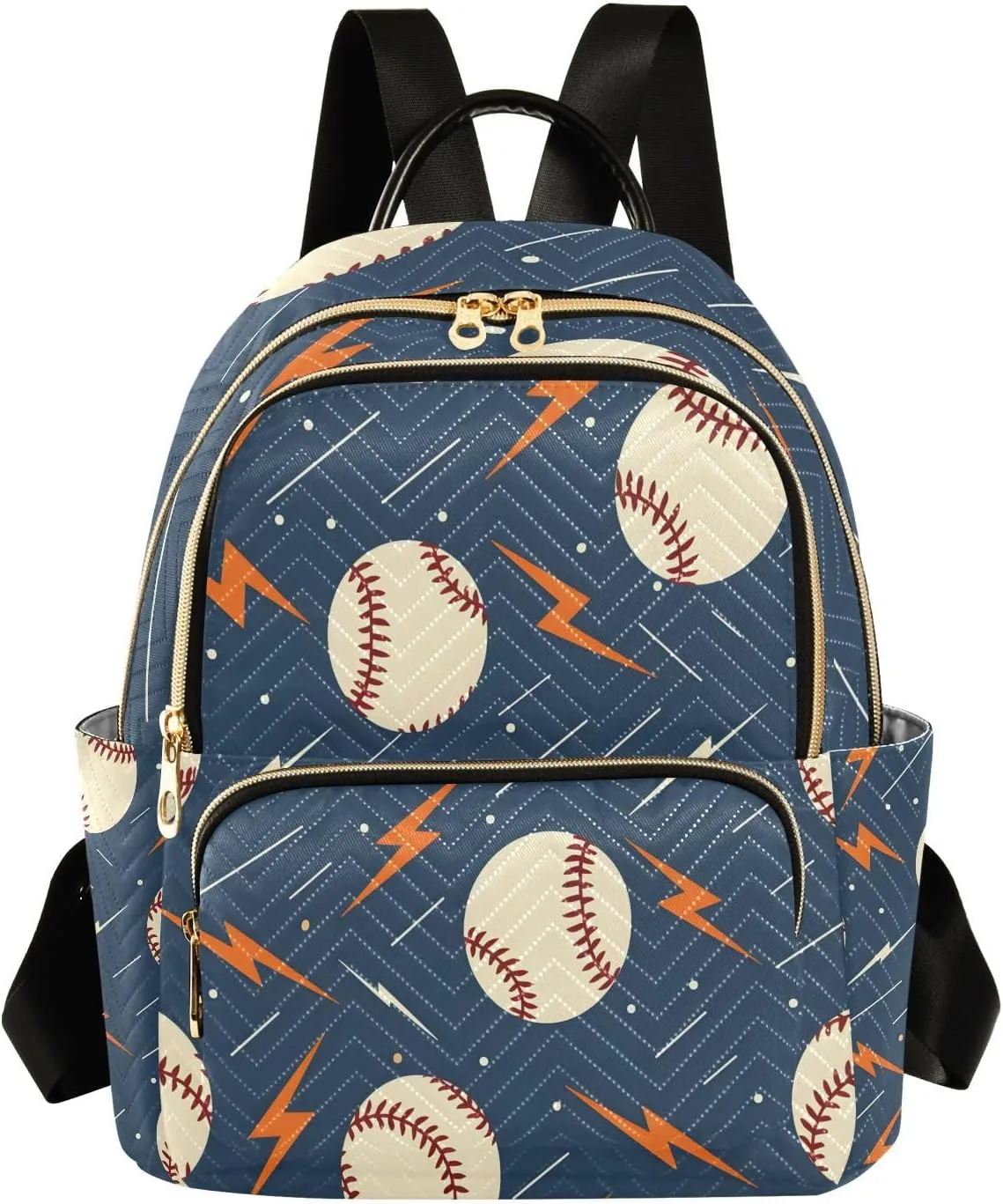 Mini Backpack for Women Dynamic Baseballs with Lightning Bolts Pattern Small Purse Daypacks Stylish Bags Lightweight Travel Backpacks for College Shopping Work Dating