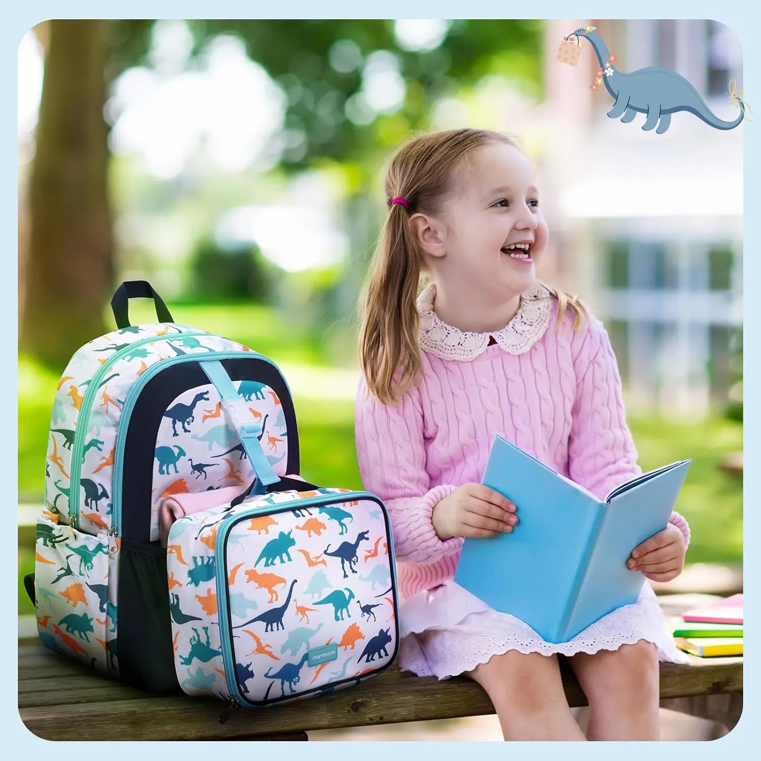 mommore Kids Backpack for Boys Girls Preschool Kindergarten Backpacks Lightweight Elementary School Bookbag with Lunch Box