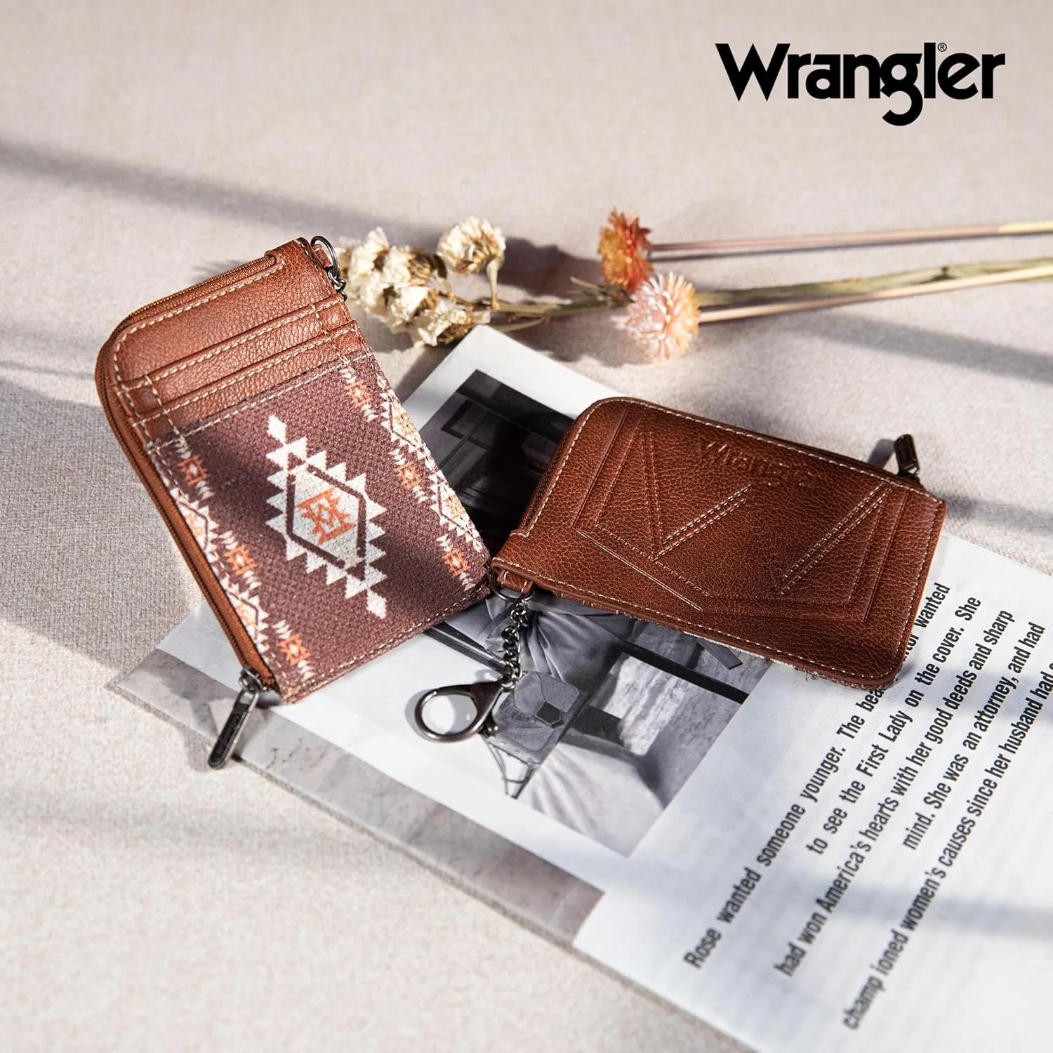 Montana West Wrangler Aztec Card Wallet for Women Western Credit Card Holder with Zipper Pocket XZY-WG2203-W005CF