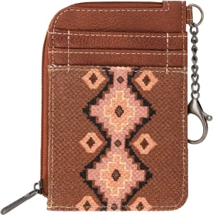 Montana West Wrangler Aztec Card Wallet for Women Western Credit Card Holder with Zipper Pocket XZY-WG2203-W005DBR