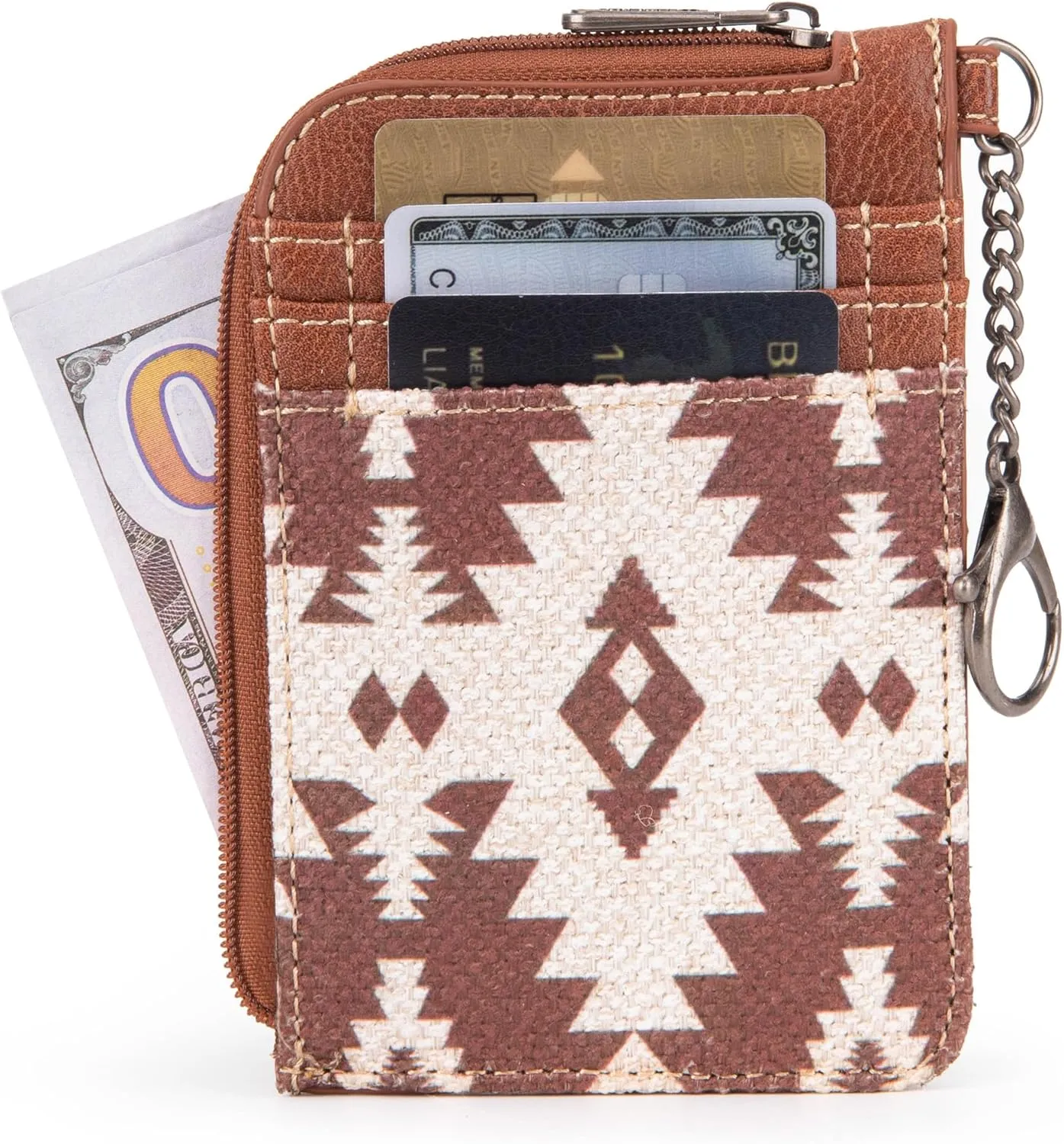 Montana West Wrangler Aztec Card Wallet for Women Western Credit Card Holder with Zipper Pocket XZY-WG2203-W005LCF