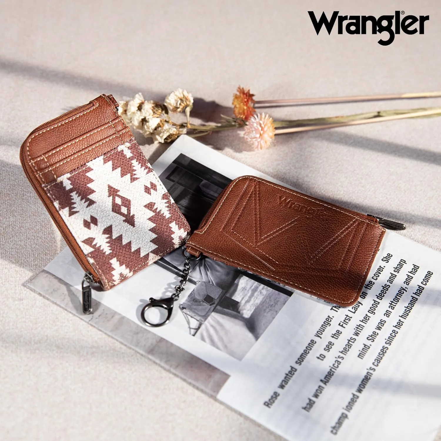 Montana West Wrangler Aztec Card Wallet for Women Western Credit Card Holder with Zipper Pocket XZY-WG2203-W005LCF