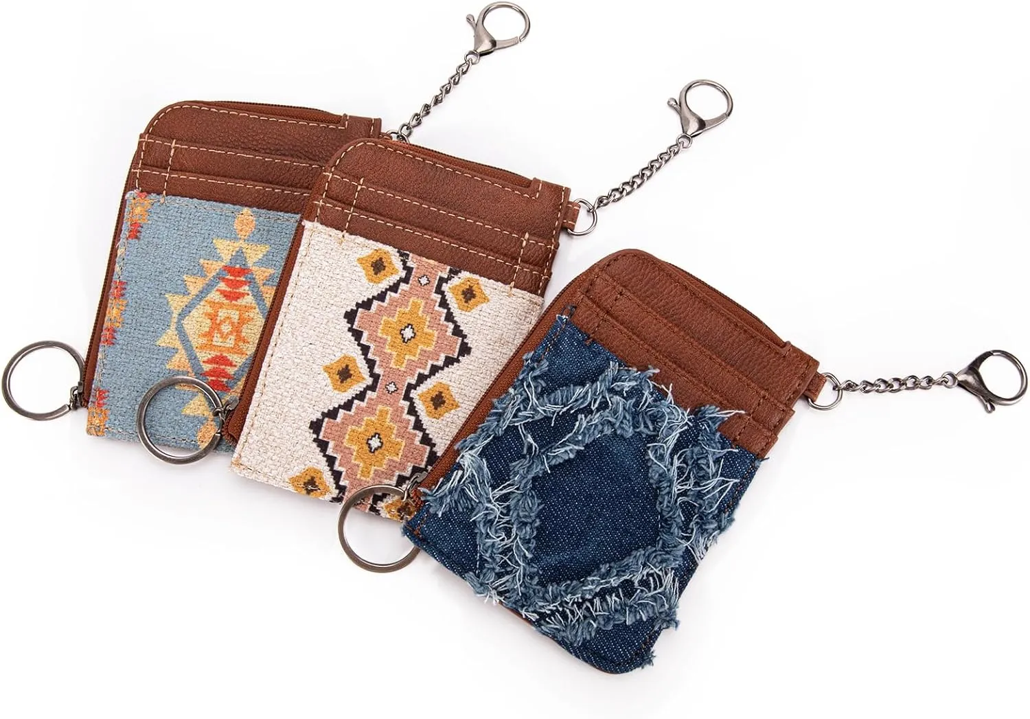 Montana West Wrangler Card Wallet for Women Boho Aztec Credit Card Holder with Zipper Pocket