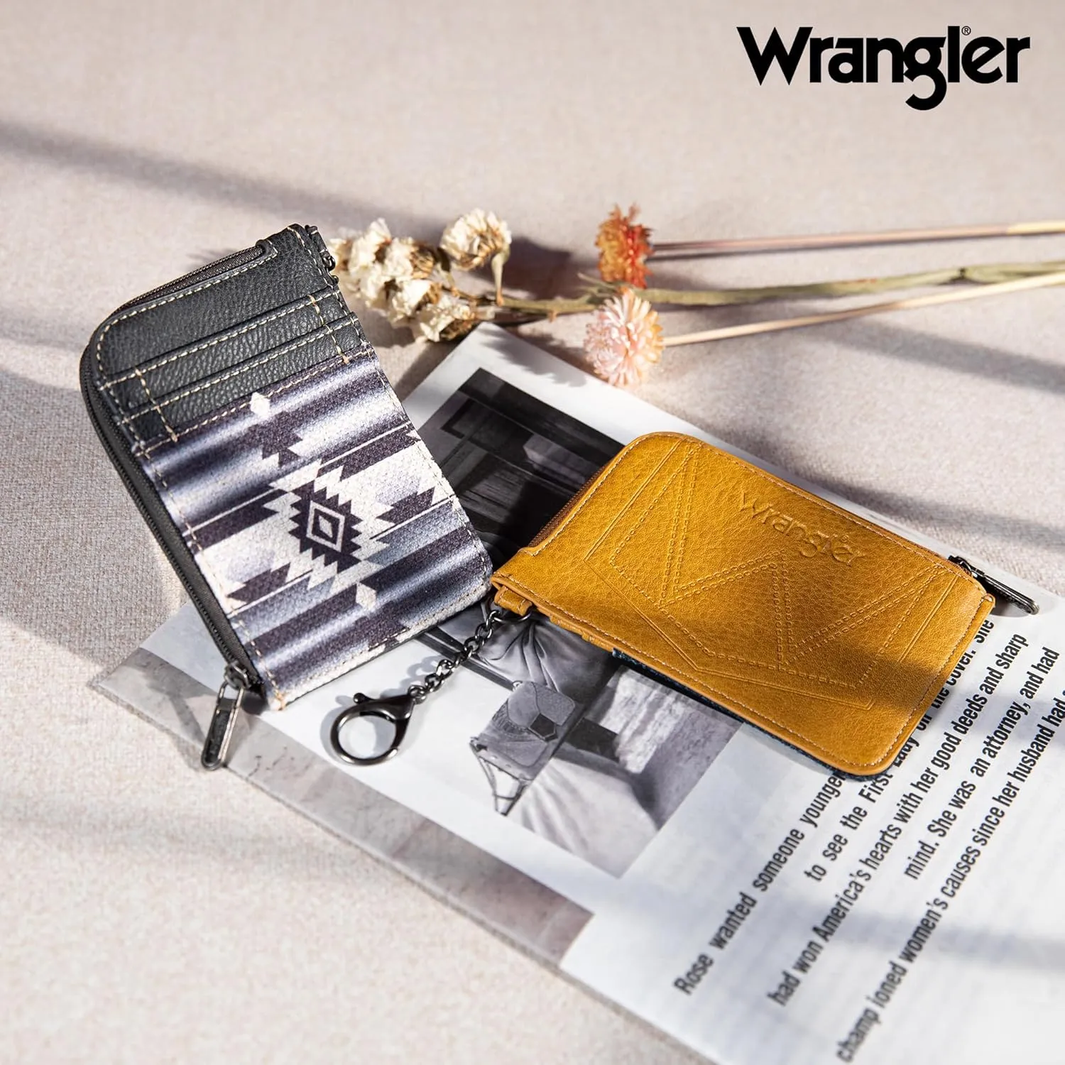 Montana West Wrangler Card Wallet for Women Boho Aztec Credit Card Holder with Zipper Pocket