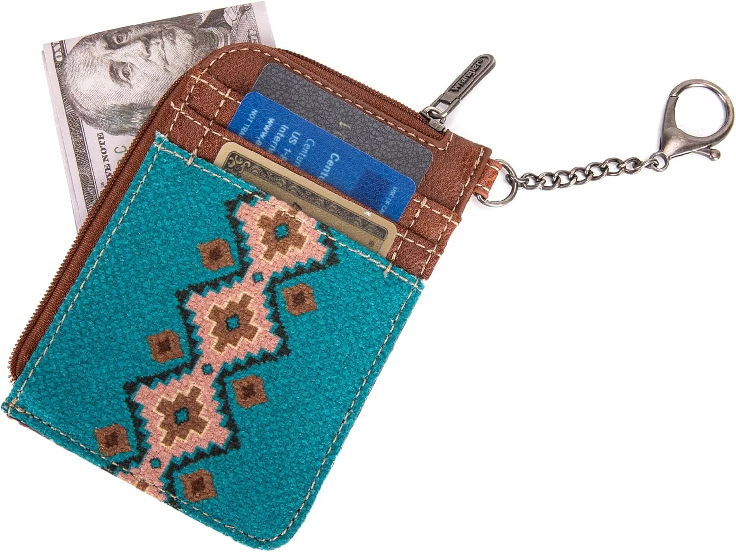 Montana West Wrangler Card Wallet for Women Boho Aztec Credit Card Holder with Zipper Pocket