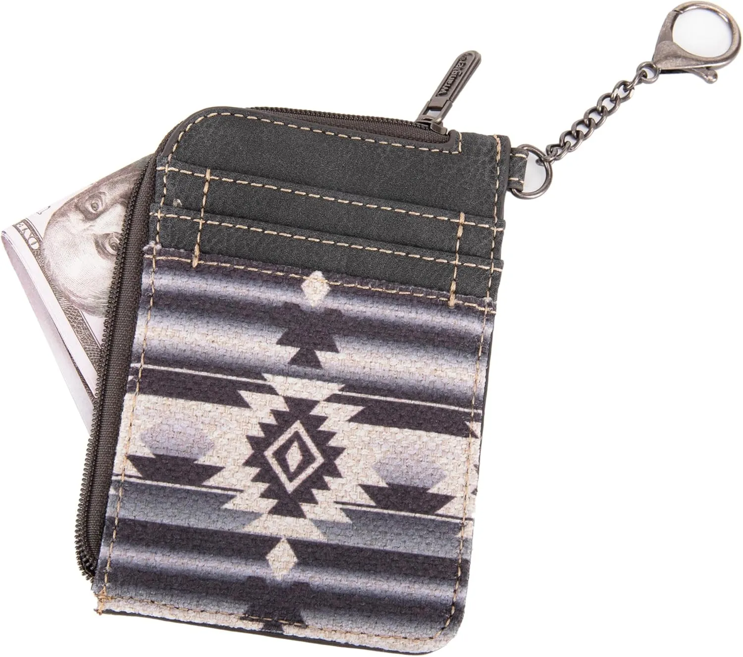 Montana West Wrangler Card Wallet for Women Boho Aztec Credit Card Holder with Zipper Pocket
