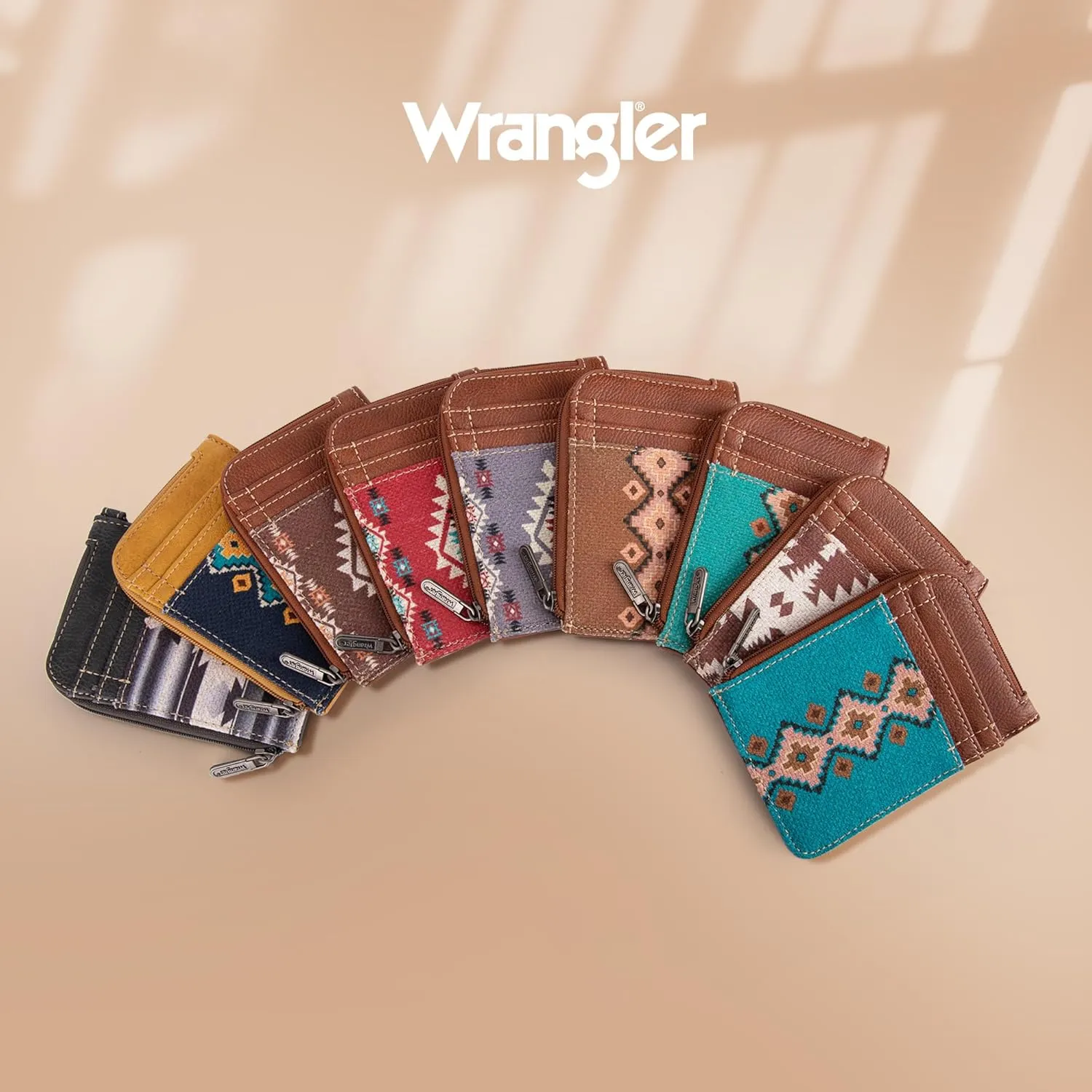 Montana West Wrangler Card Wallet for Women Boho Aztec Credit Card Holder with Zipper Pocket