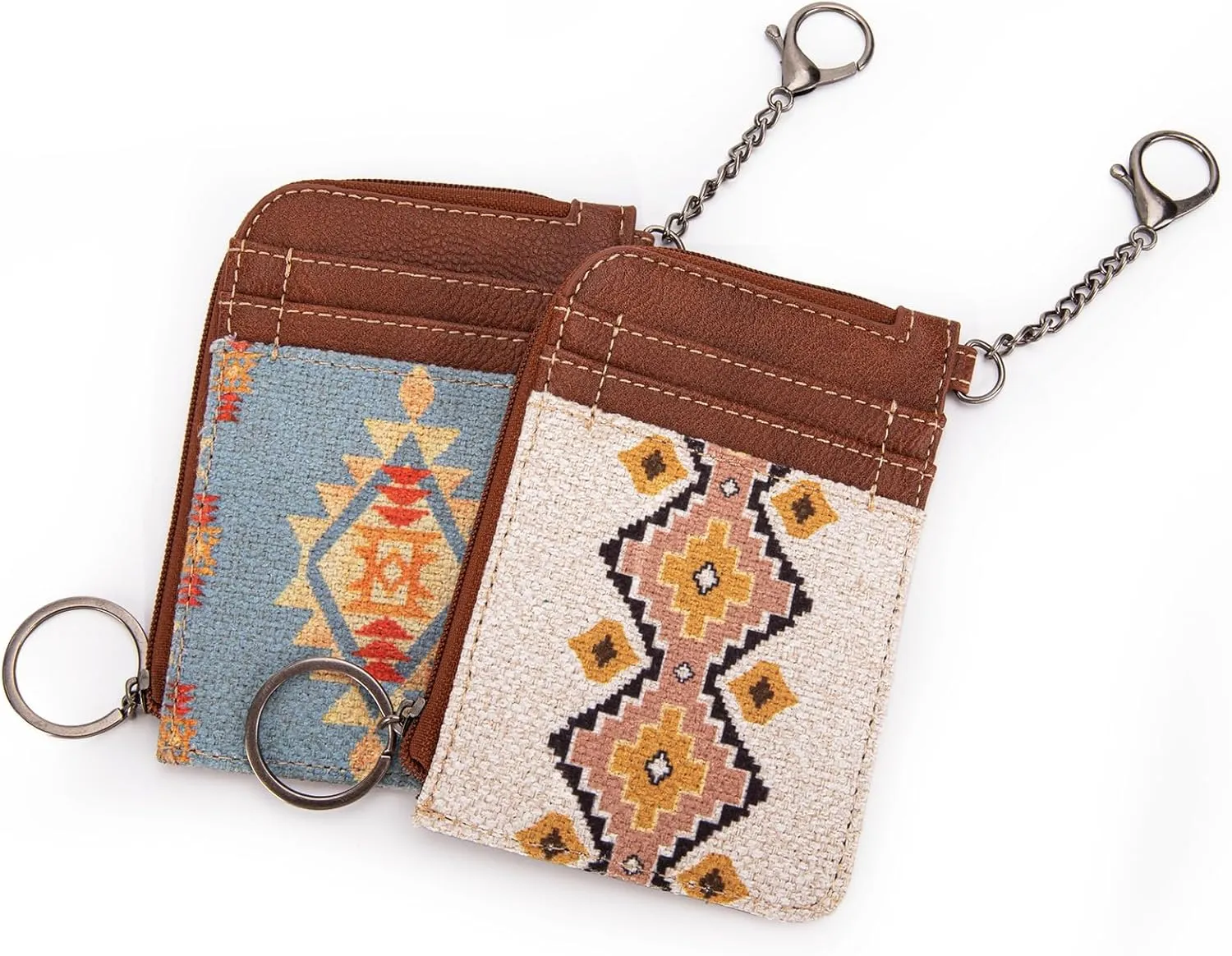 Montana West Wrangler Card Wallet for Women Boho Aztec Credit Card Holder with Zipper Pocket