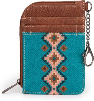 Montana West Wrangler Card Wallet for Women Boho Aztec Credit Card Holder with Zipper Pocket