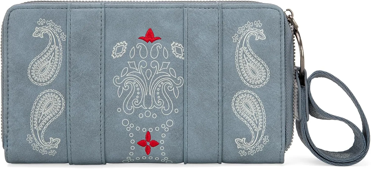 Montana West  Wrangler Wristlet Wallet for Women, Bifold Travel Wallet, Designer Rheinstone Shimmer Wallets, Jean