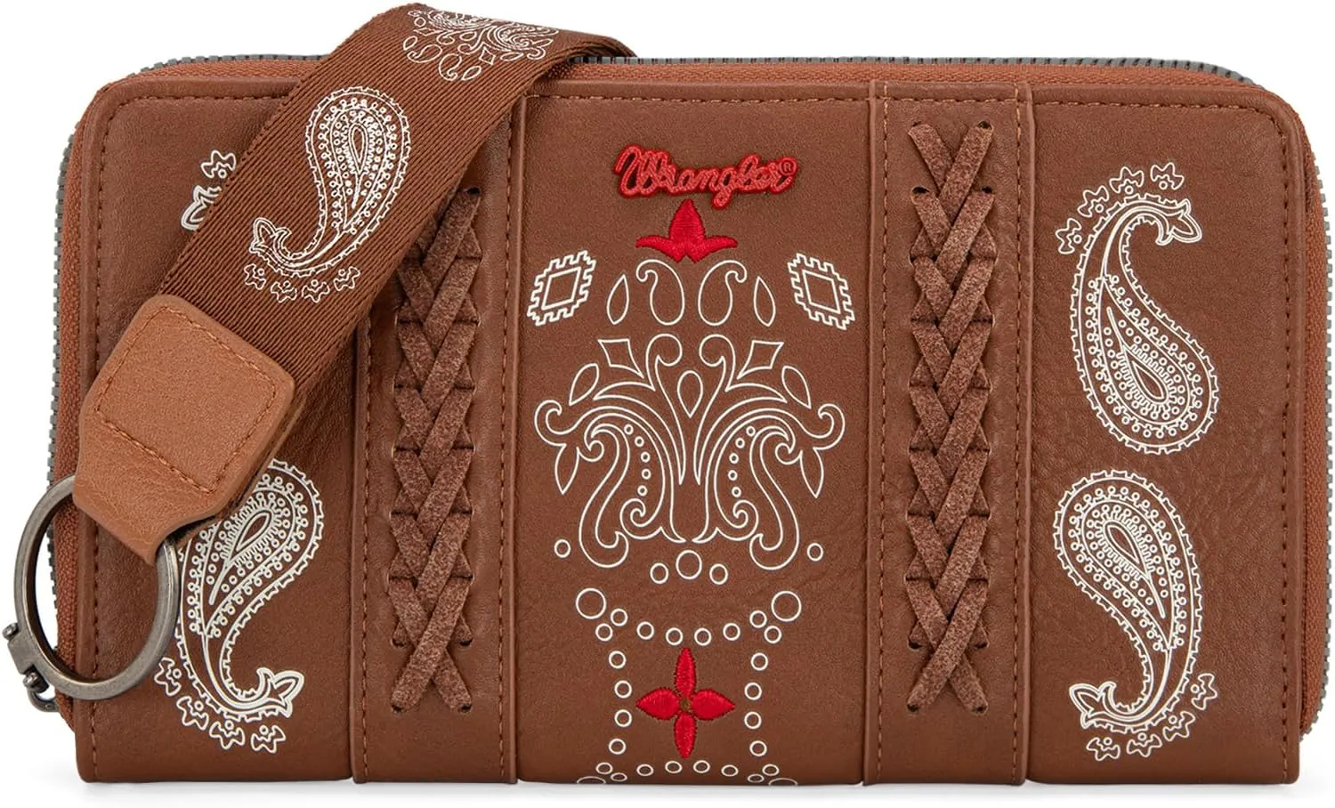 Montana West  Wrangler Wristlet Wallet for Women, RFID Bifold Travel Wallet, Boutique Paisley Designer Women's Wallet, Brown
