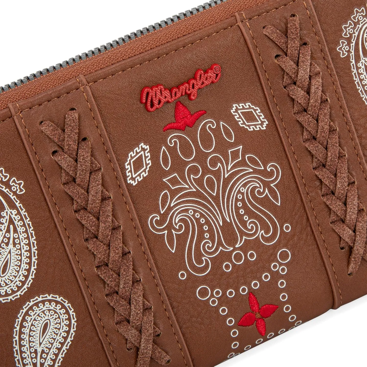 Montana West  Wrangler Wristlet Wallet for Women, RFID Bifold Travel Wallet, Boutique Paisley Designer Women's Wallet, Brown