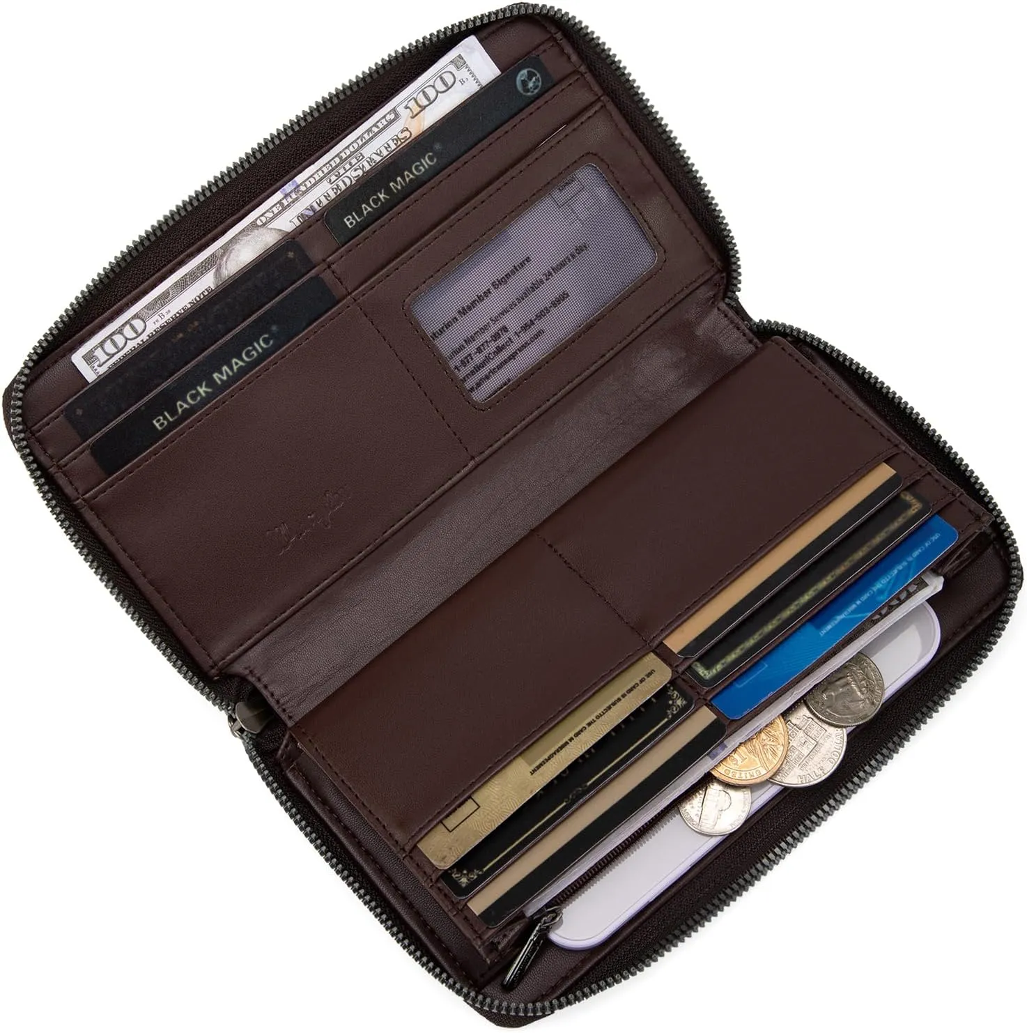 Montana West  Wrangler Wristlet Wallet for Women, Vegan Leather Checkbook Wallet, RFID Paisley Designer Woman Wallet, Coffee