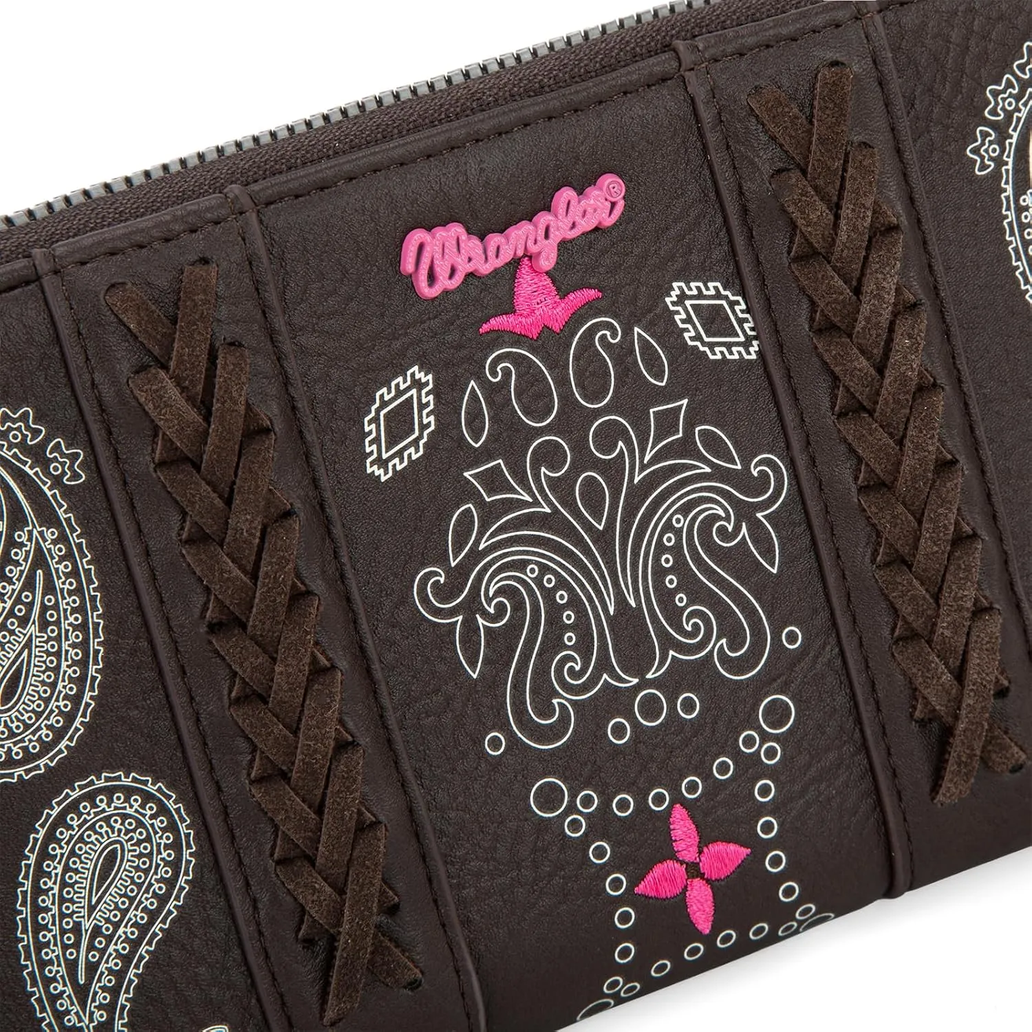 Montana West  Wrangler Wristlet Wallet for Women, Vegan Leather Checkbook Wallet, RFID Paisley Designer Woman Wallet, Coffee