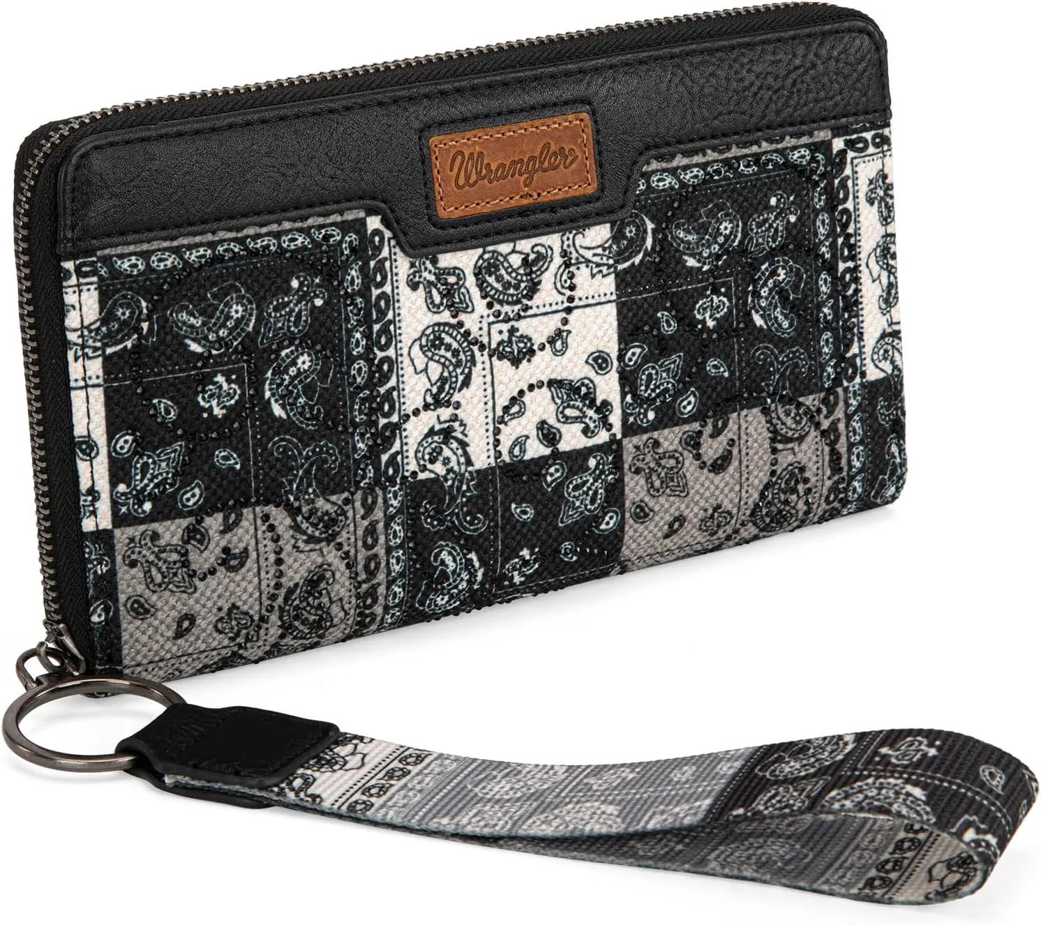 Montana West  Wrangler Wristlet Wallets for Women, Large Bifold Wallet, Boho Western Cash Wallets, Black