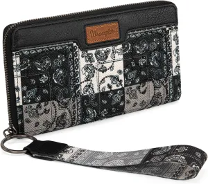 Montana West  Wrangler Wristlet Wallets for Women, Large Bifold Wallet, Boho Western Cash Wallets, Black