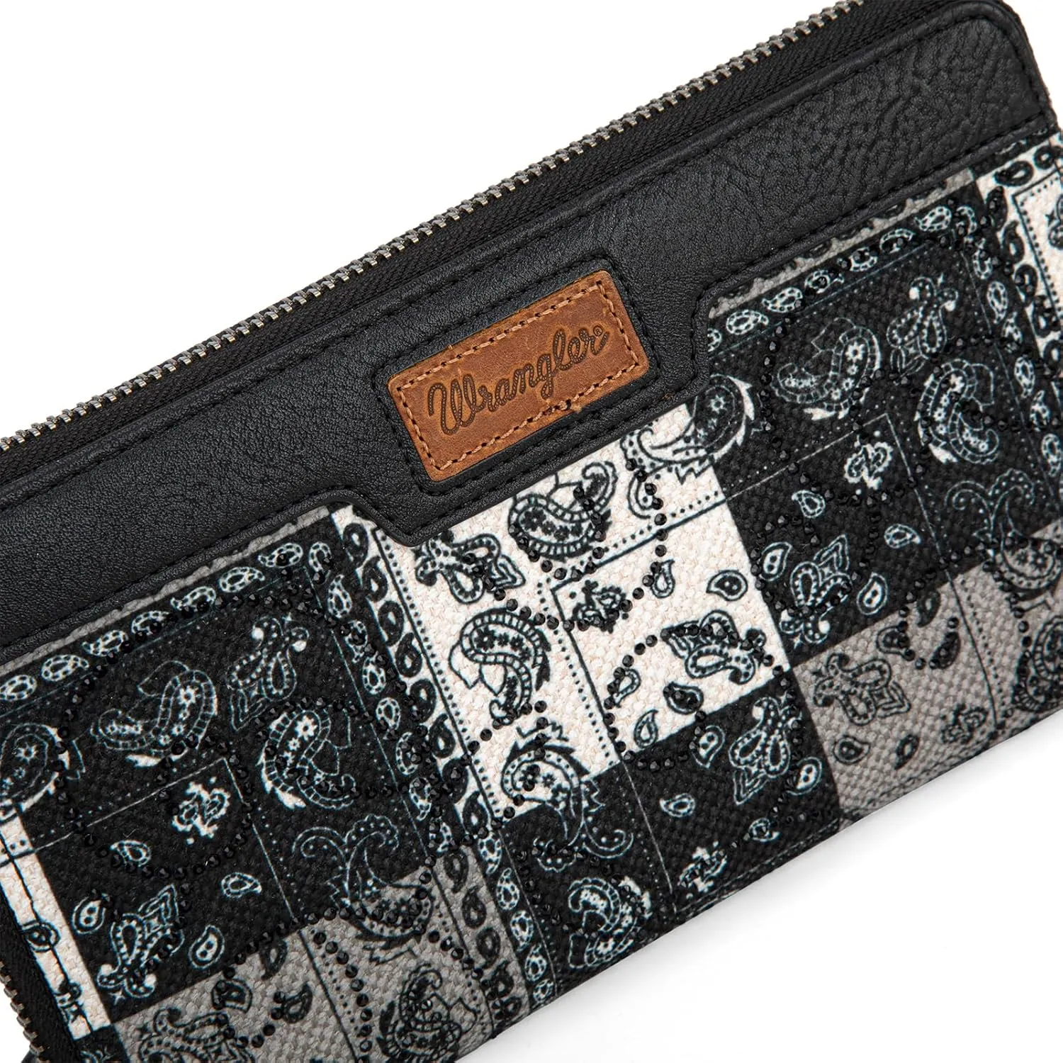 Montana West  Wrangler Wristlet Wallets for Women, Large Bifold Wallet, Boho Western Cash Wallets, Black