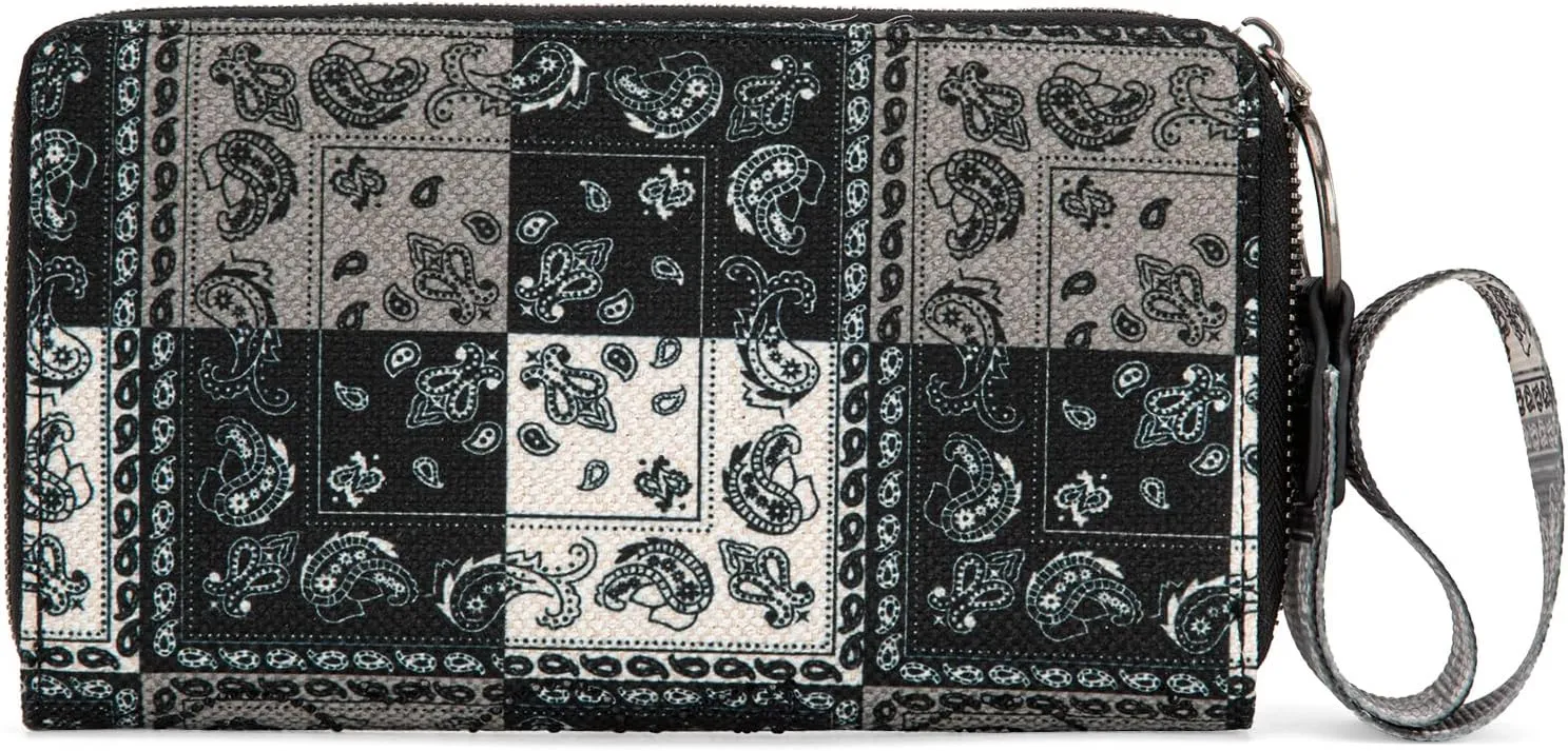 Montana West  Wrangler Wristlet Wallets for Women, Large Bifold Wallet, Boho Western Cash Wallets, Black