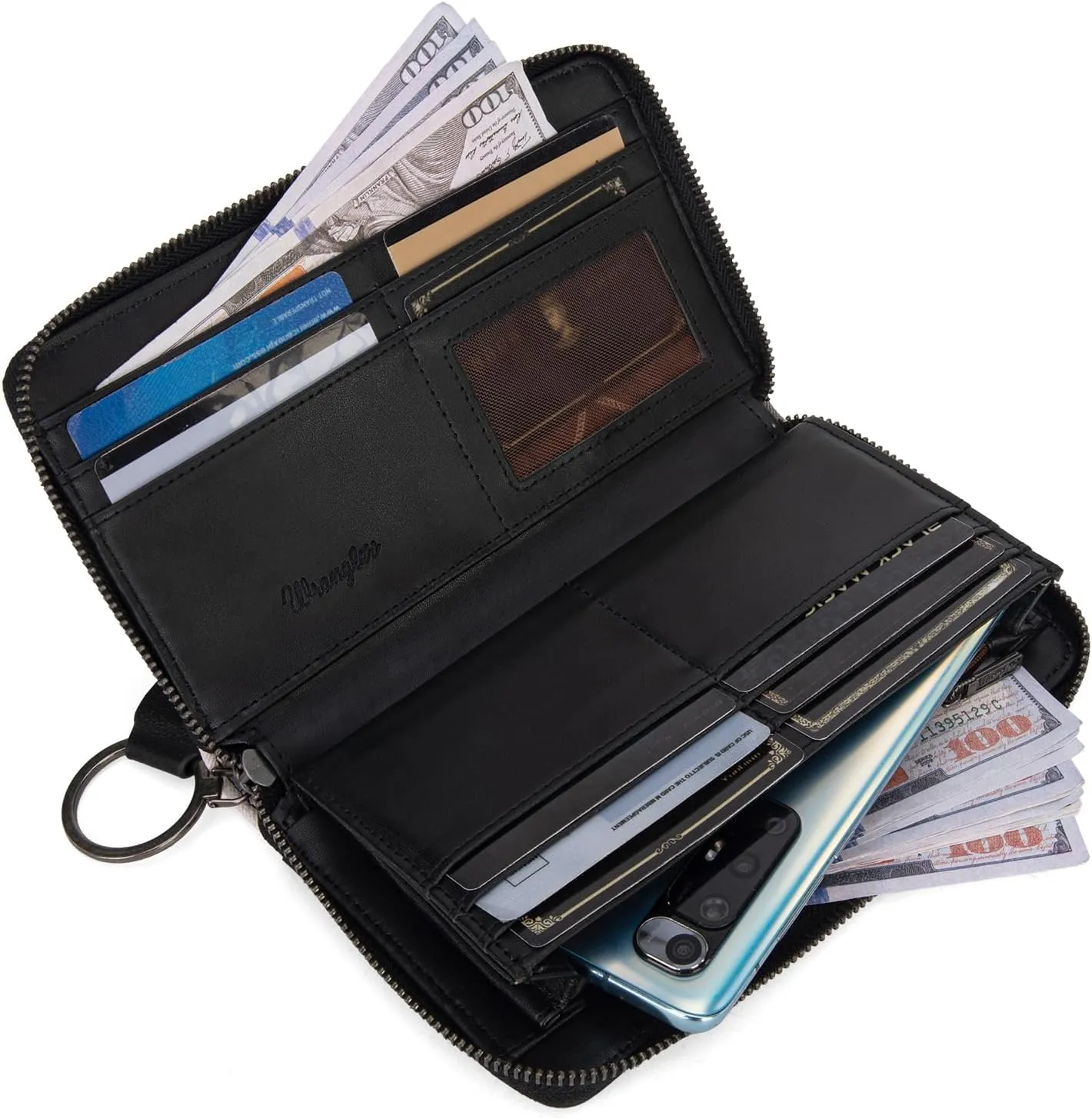 Montana West x Wrangler Wallet Women Retro Wristlet Clutch Long Purse Bifold Credit Card Wallets for Women