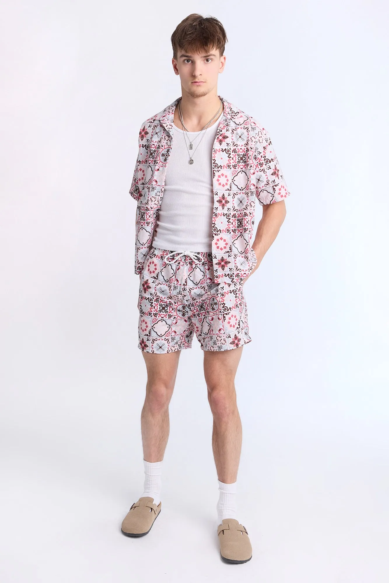 Mosaic Seersucker 5.5" Swim Trunks