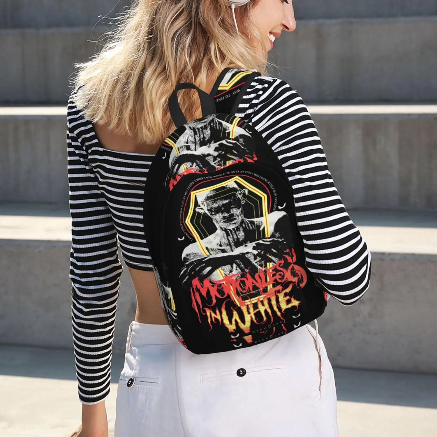 Motionless Rock In White Casual Backpack Large Lightweight Travel Bag Classic Laptop Daypack Men Women Backpack Small