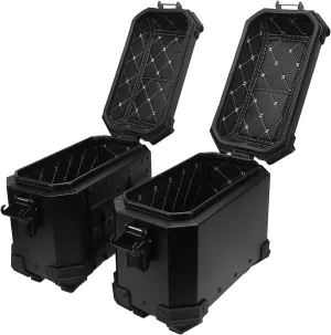 Motorcycle Side Case Universal Fit Aluminum Alloy 18L Left Right Hard Saddlebag Box with Support Rack Lock Handle for Helmet Luggage