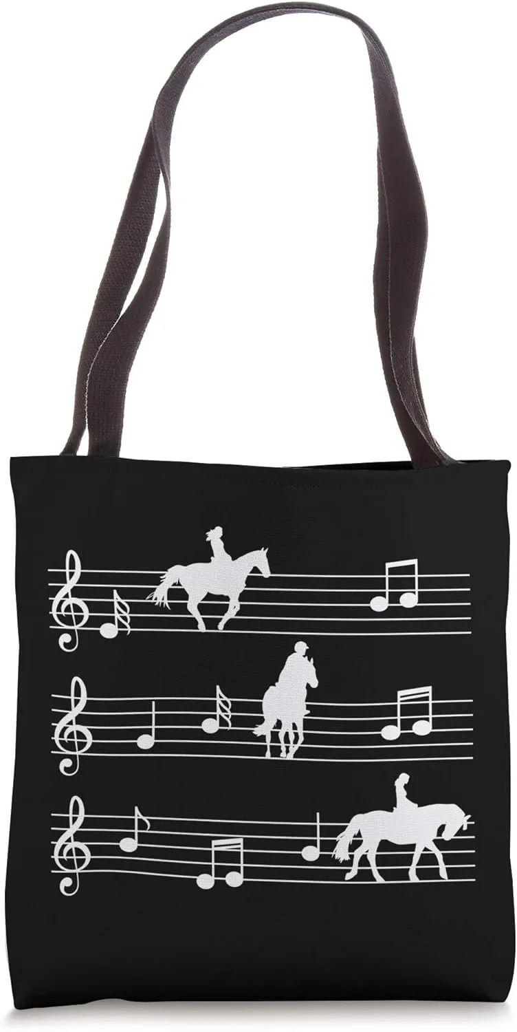 Music and scale horses girl riding rider stable horse Tote Bag