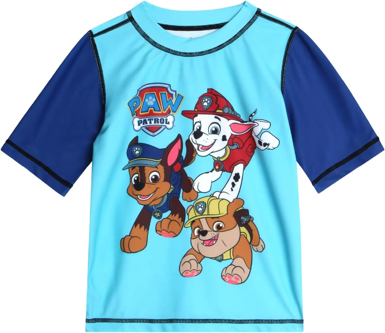 Nickelodeon Boys Rash Guard Set - 2 Piece Paw Patrol Chase Marshall Rubble TMNT UPF 50  Swim Shirt & Boys Swim Trunks